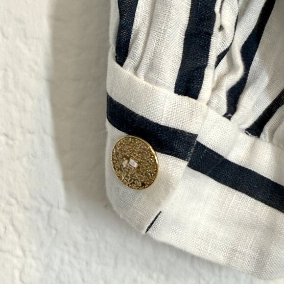 Zara Striped Linen Blend Wrap Blouse Nautical ResortWear Size Small - Picture 7 of 10
